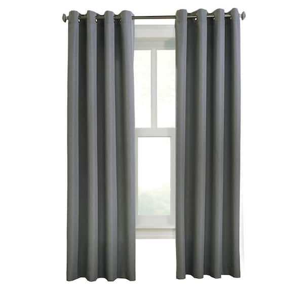Habitat Margaret Charcoal Polyester Jacquard 52 in. W x 84 in. L Grommet Indoor Light Filtering Curtain (Single-Panel)