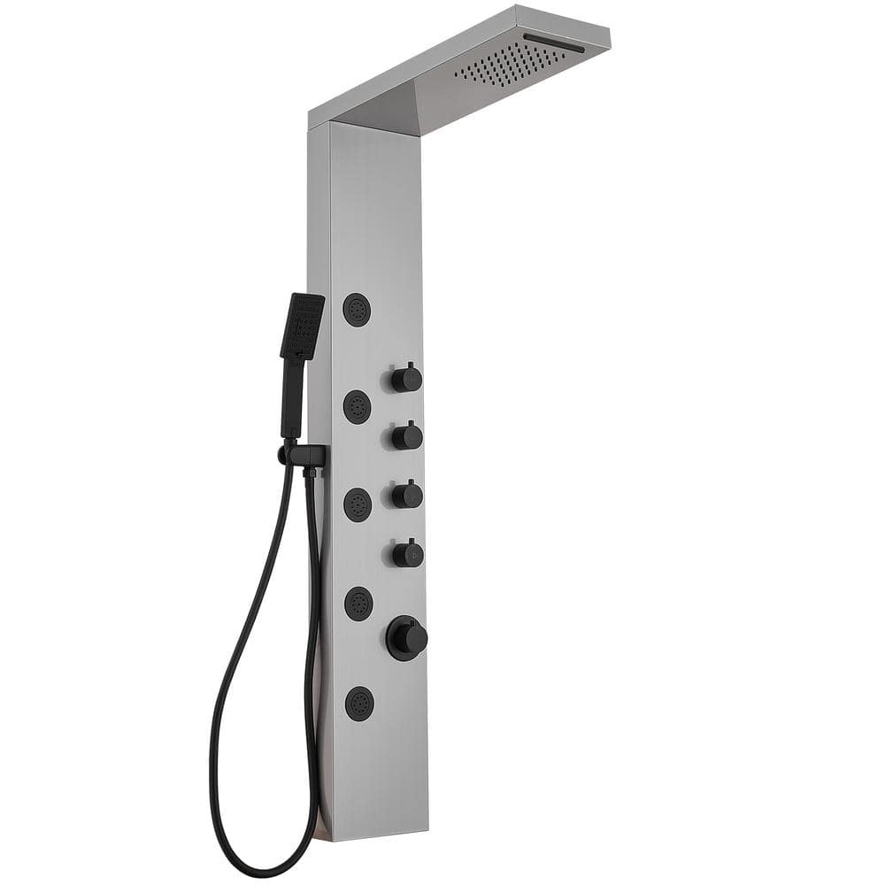 Black Nickel 5-Jet Rainfall Shower Panel System with Handheld Shower