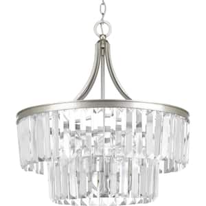 Glimmer Collection 5-Light Silver Ridge Pendant with Clear Glass