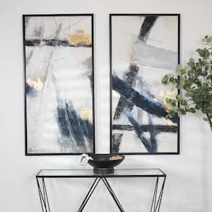2- Panel Abstract Lines Framed Wall Art with Gold Foil Accents 55 in. x 28 in.