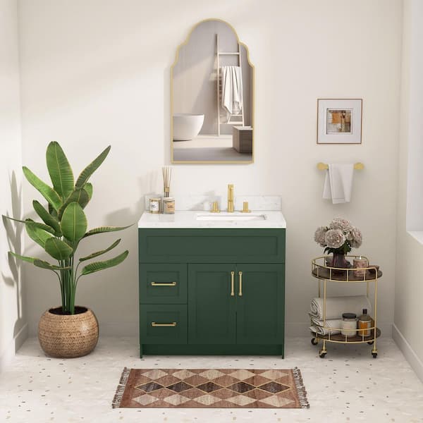 Getpro 36 in. W x 22 in. D Engineered Stone White Rectangular