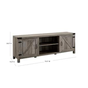 70 in. Gray Wash Composite TV Stand 75 in. with Doors