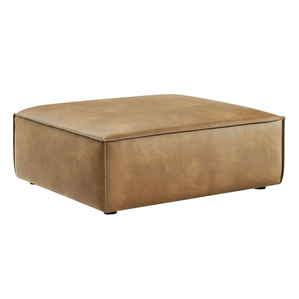 STEVEJオットマン MODWAY Restore Faux Leather Modular Ottoman in Toast-Living Room