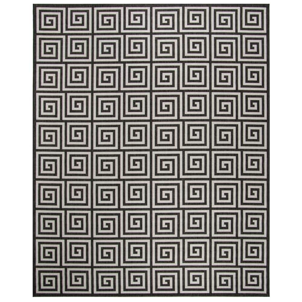 Light Grey and Charcoal Geometric 8' x 10' Synthetic Area Rug