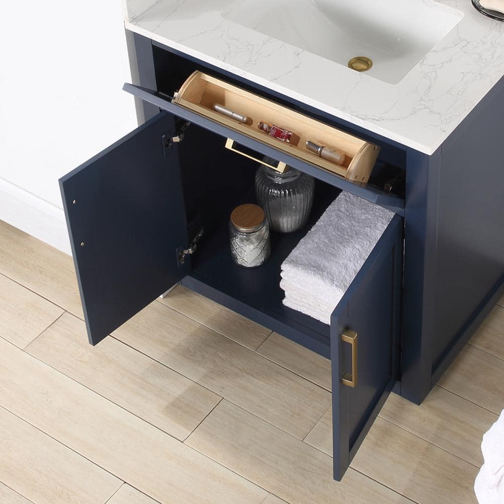 Gavino 30" Royal Blue Wood Vanity with Composite Stone Top