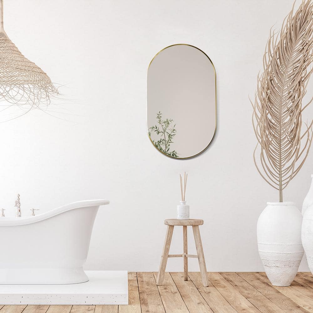 Ispra 36" Oval Bathroom Vanity Mirror in Brushed Gold