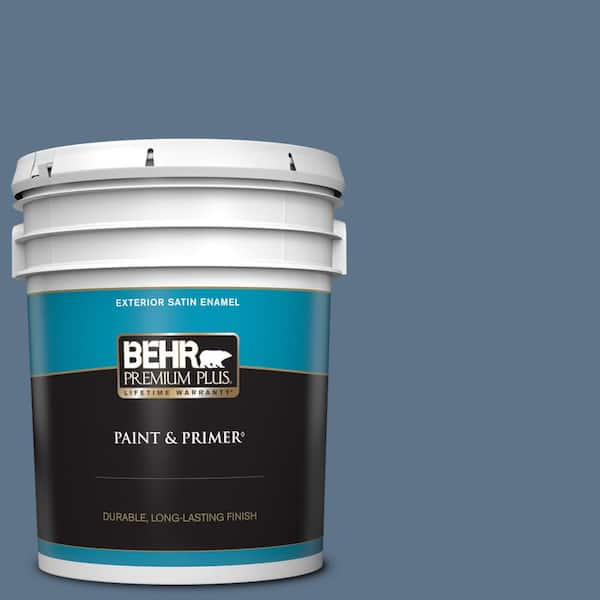 BEHR PREMIUM PLUS 5 gal. #580F-6 Lost Atlantis Satin Enamel Exterior Paint & Primer