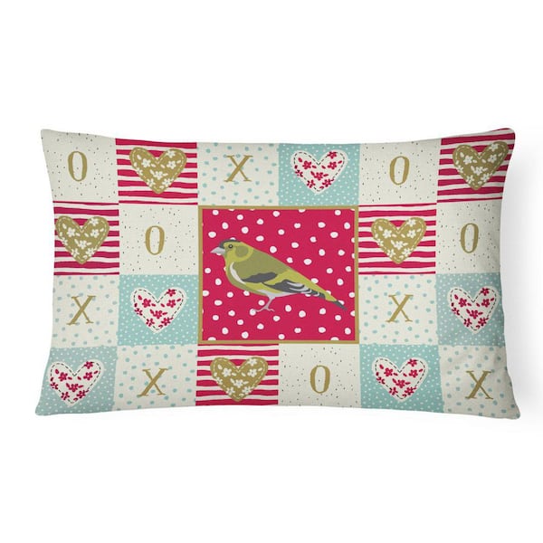 Multicolor Red Outdoor Throw Pillow 12 H x 16 W with Cover and Pillow Form