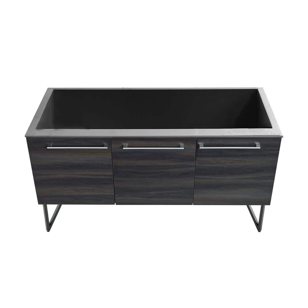 Annecy 60" Dark Brown Walnut Freestanding Double Bathroom Vanity
