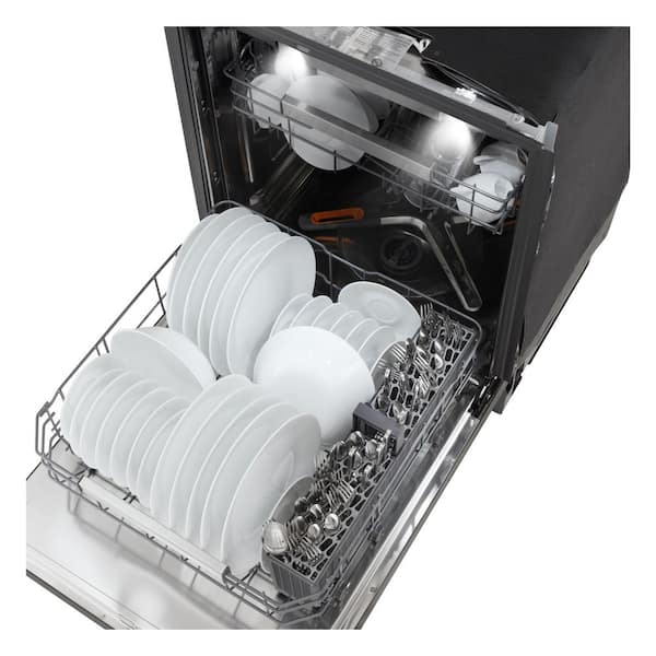 24 in. PrintProof Black Stainless Steel Smart Top Control Dishwasher with 1-Hour Wash and Dry QuadWash Pro and TrueSteam