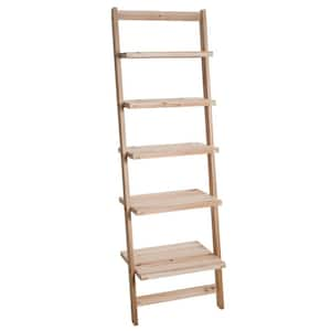 Lavish Home 5-Tier Ladder Bookshelf- Leaning Decorative Shelves for  Display, Walnut