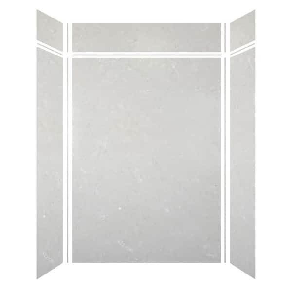 Transolid Saramar 60 in. W x 96 in. H x 36 in. D 6-Piece Glue to Wall Alcove Shower Wall Kit with Extension in Lunar Velvet