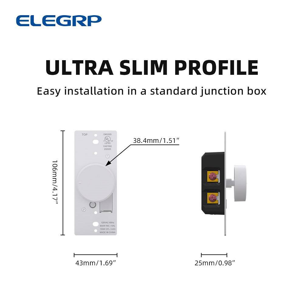 White Rotary Single Pole Dimmer Switch Set with Knobs