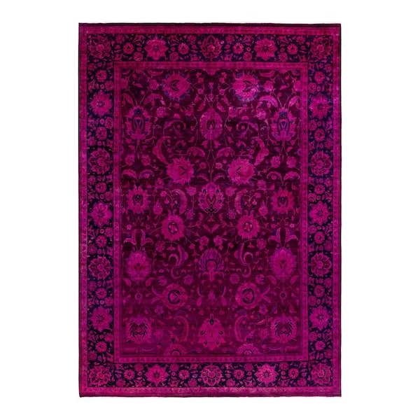 Overdyed Pink 9 x 12 Solid Wool Indoor Area Rug