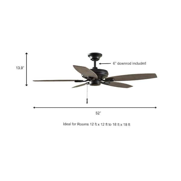 Indoor/Outdoor Matte Black Ceiling Fan 
