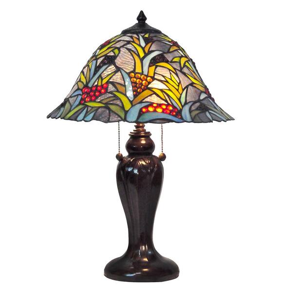 Springdale Lighting Benita 22.5 in. Antique Bronze Table Lamp with Tiffany Shade