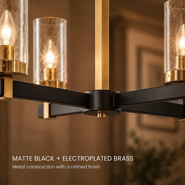 Zevni 22 in. 5-Light Brass Gold Dining Room Chandelier, Seeded