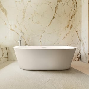 Lure 59 in. Freestanding Acrylic Flatbottom Soaking Bathtub in White