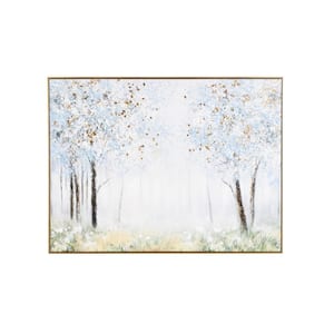 1-Panel Landscape Forest Framed Wall Art with Gold Foil Accents 36 in. x 47 in.