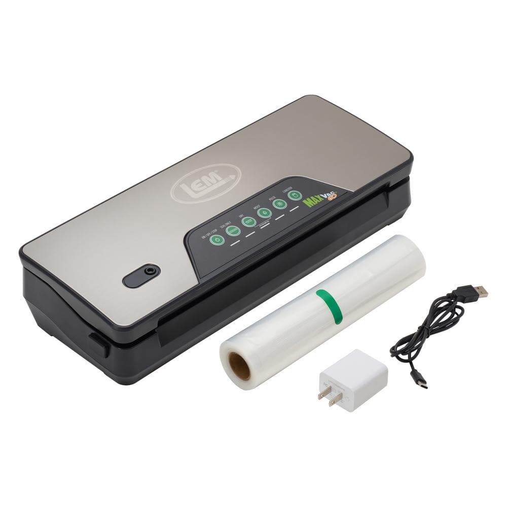 LEM Cordless Black and Silver Food Vacuum Sealer with Bag Cutter