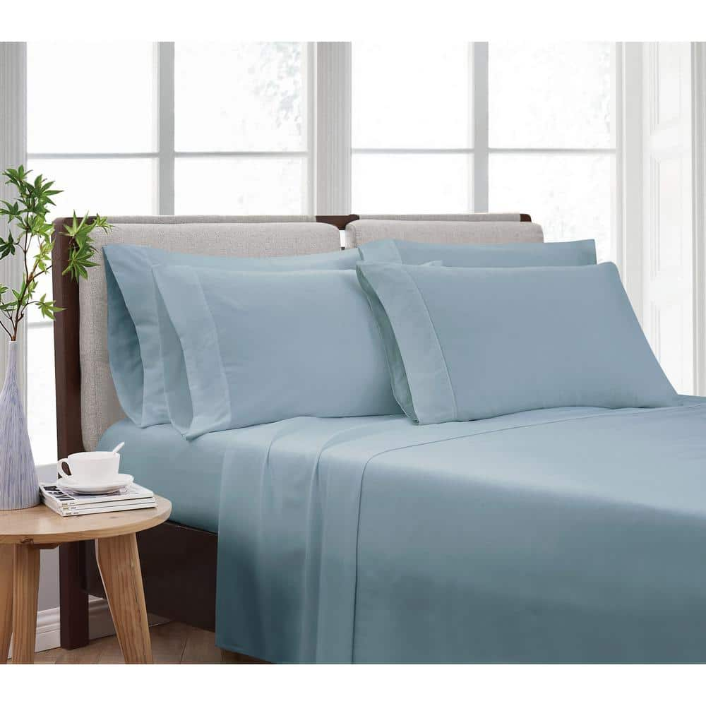 Cannon Solid Blue Split King 7 Piece Sheet Set SS3941BLSK-4200 - The ...