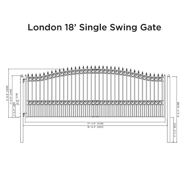 ALEKO London Style 18 ft. x 6 ft. Black Steel Single Swing