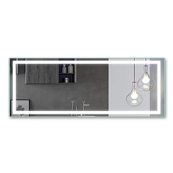 ExBrite 77 in. W x 36 in. H Oversized Rectangular Frameless Anti-Fog Wall Led Bathroom Vanity Mirror Front Light Backlit