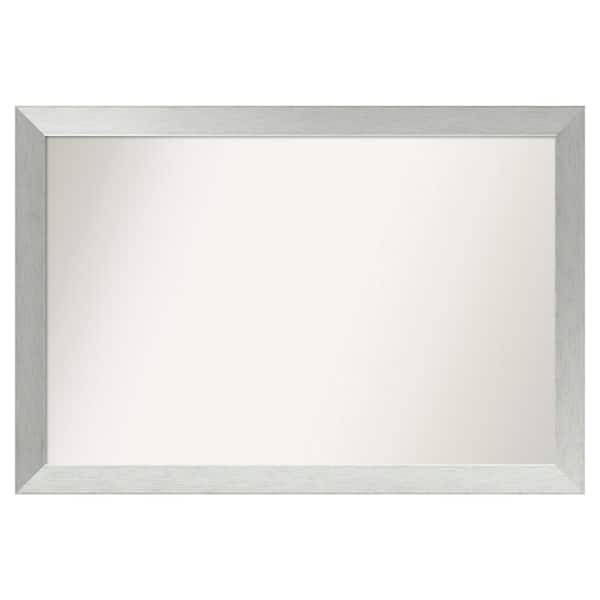 Amanti Art Brushed Sterling Silver 44 in. x 30 in. Custom Non-Beveled Wood Framed Bathroom Vanity Wall Mirror