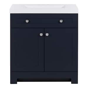 Everdean 31 in. W x 19 in. D x 34 in. H Single Sink Freestanding Bath Vanity in Deep Blue with White Cultured Marble Top