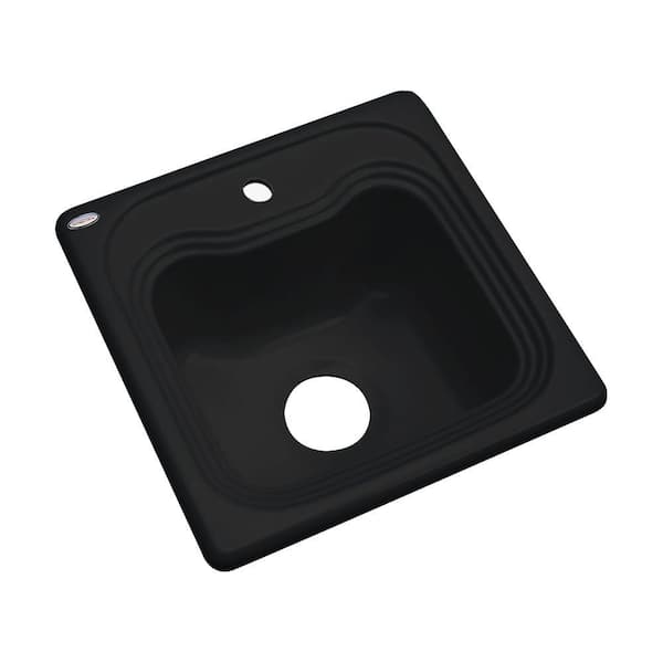 Thermocast Oxford Black Acrylic 16 in. 1-Hole Drop-in Bar Sink