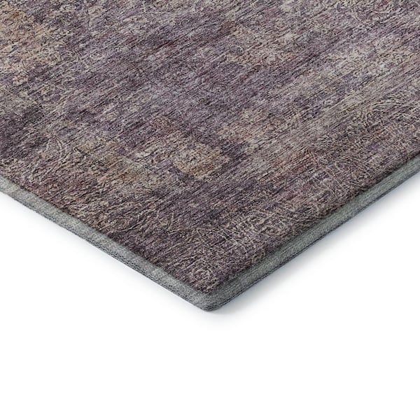 Mayfield Premium Machine Washable Abstract AMF1172 Plum 3 ft. x 5 ft. Area Rug