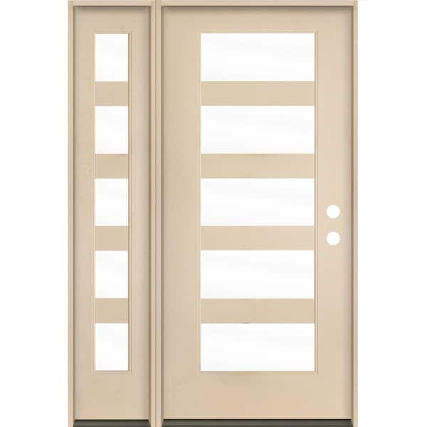Krosswood Doors ASCEND Modern 50 in. x 80 in. 5-Lite Left-Hand/Inswing Clear Glass Unfinished Fiberglass Prehung Front Door w/LSL