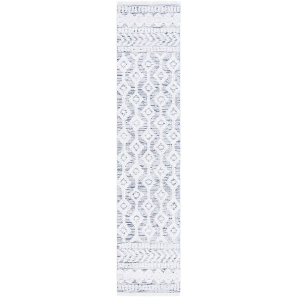 Augustine 2 ft. x 9 Ivory/Blue Geometric Runner Rug
