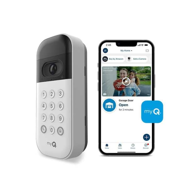 myQ Smart Video Garage Door Keypad with Wired Power Adapter Kit and Swivel Mount