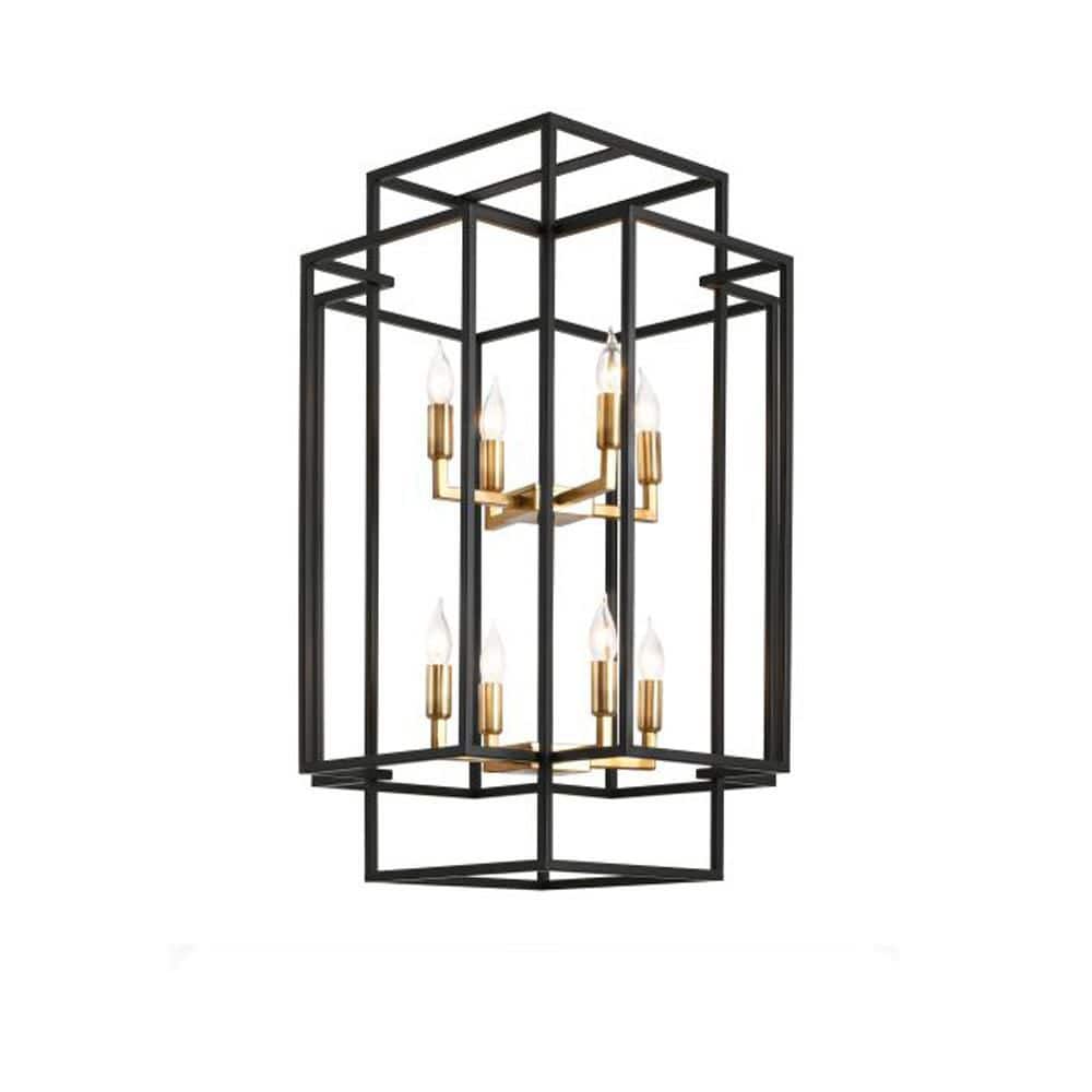 FramePicasso 59 in. 8-Light Chandeliers, Matte Black and Gold Vintage Rustic Cage Light Fixture Adjustable Height price history on PriceWatchPro