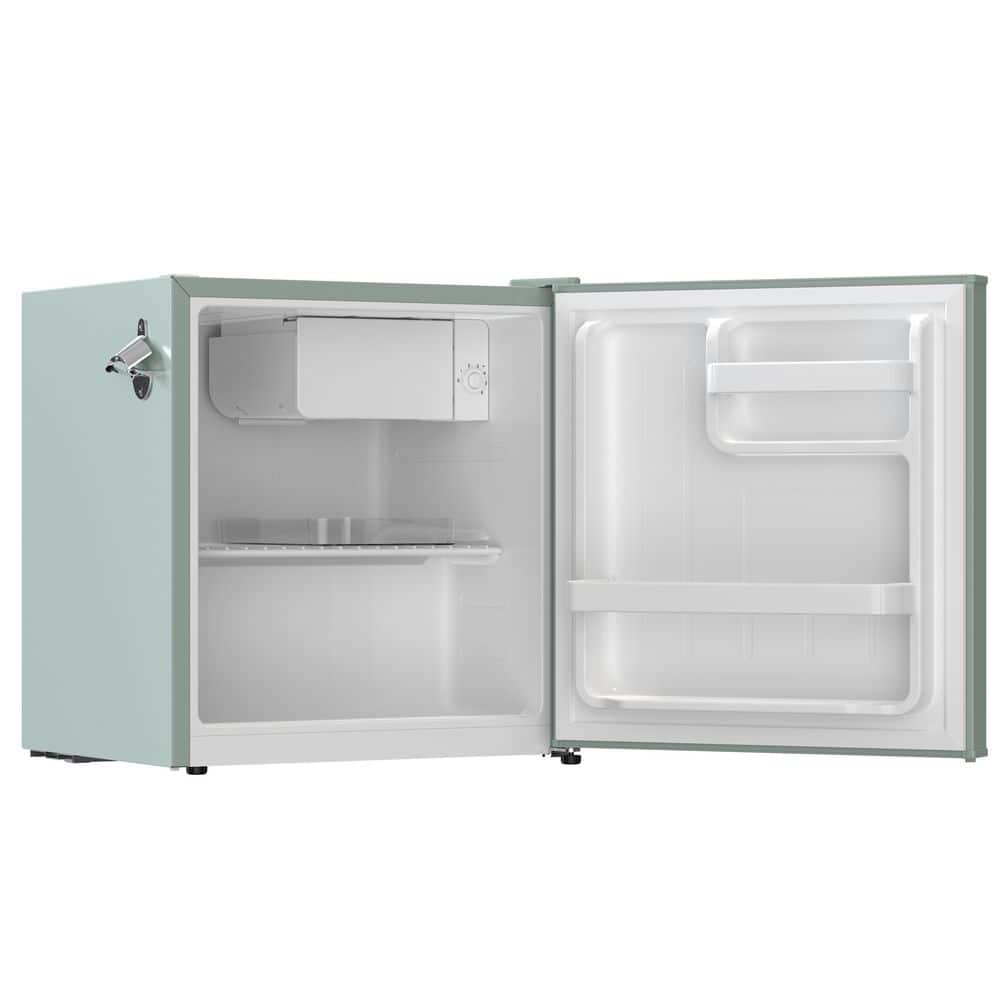 Sage Green Retro Mini Refrigerator with Silver Bar Handle