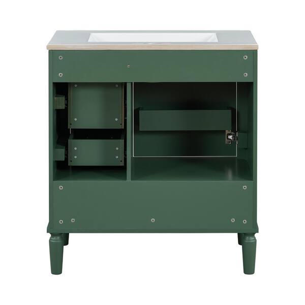 ELE STOLYOF 美品 Victoria Down MA-1 FAMYYT 30 in. Single Sink Freestanding Solid Wood Feet Green