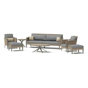 Grantina 7-Piece Aluminum Patio Conversation Set with Sunbrella Charcoal Gray Cushions