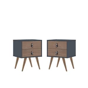 Amber 2-Drawer Blue and Nature Nightstand (Set of 2) (22.8 in. H x 35.4 in. W x 15.15 in. D)