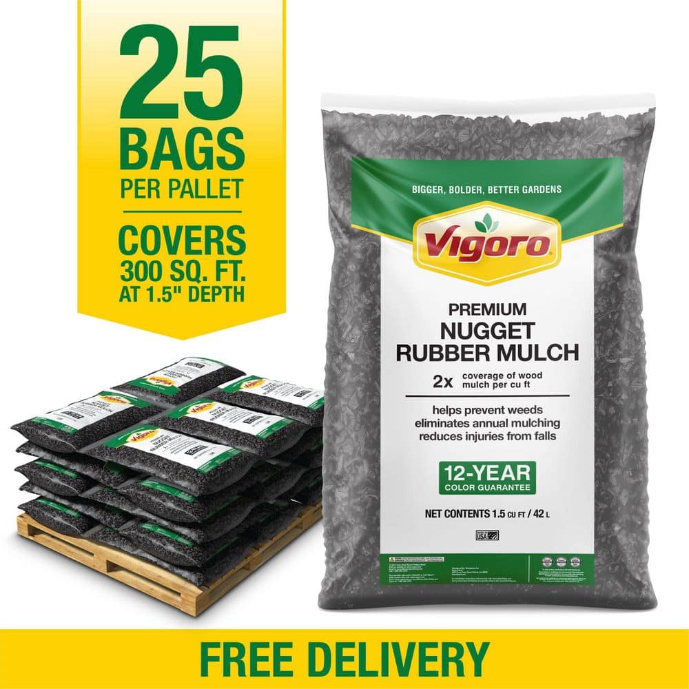 Vigoro 37.5 cu. ft. Black Recycled Rubber Mulch (25 Bags) GN15BK25