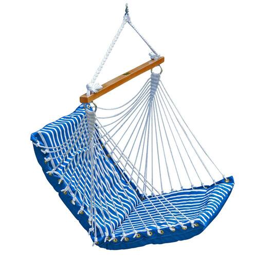 Sunbrella Soft Comfort Cushion Hammock Hanging Chair, Blue Stripes