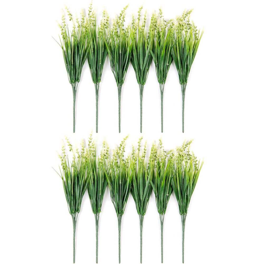 Artificial Faux Monkey Grass Ornaments, 12-Pack (White) L0D8DKSWMQ