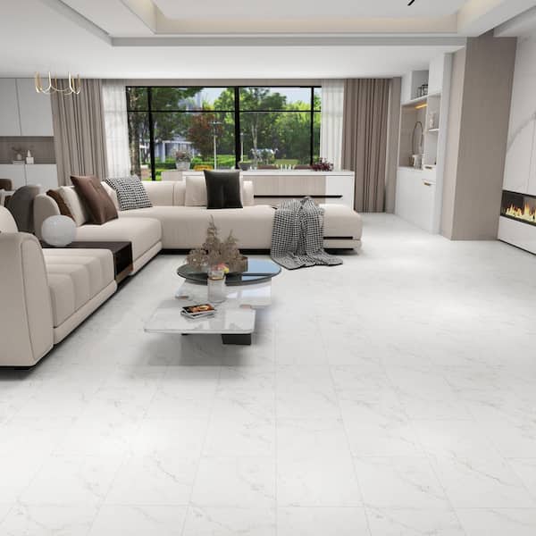 Ragosa White 12 MIL x 12 in. W x 24 in. L Waterproof Click Lock Vinyl Tile Flooring (19.62 sq. sf/case)