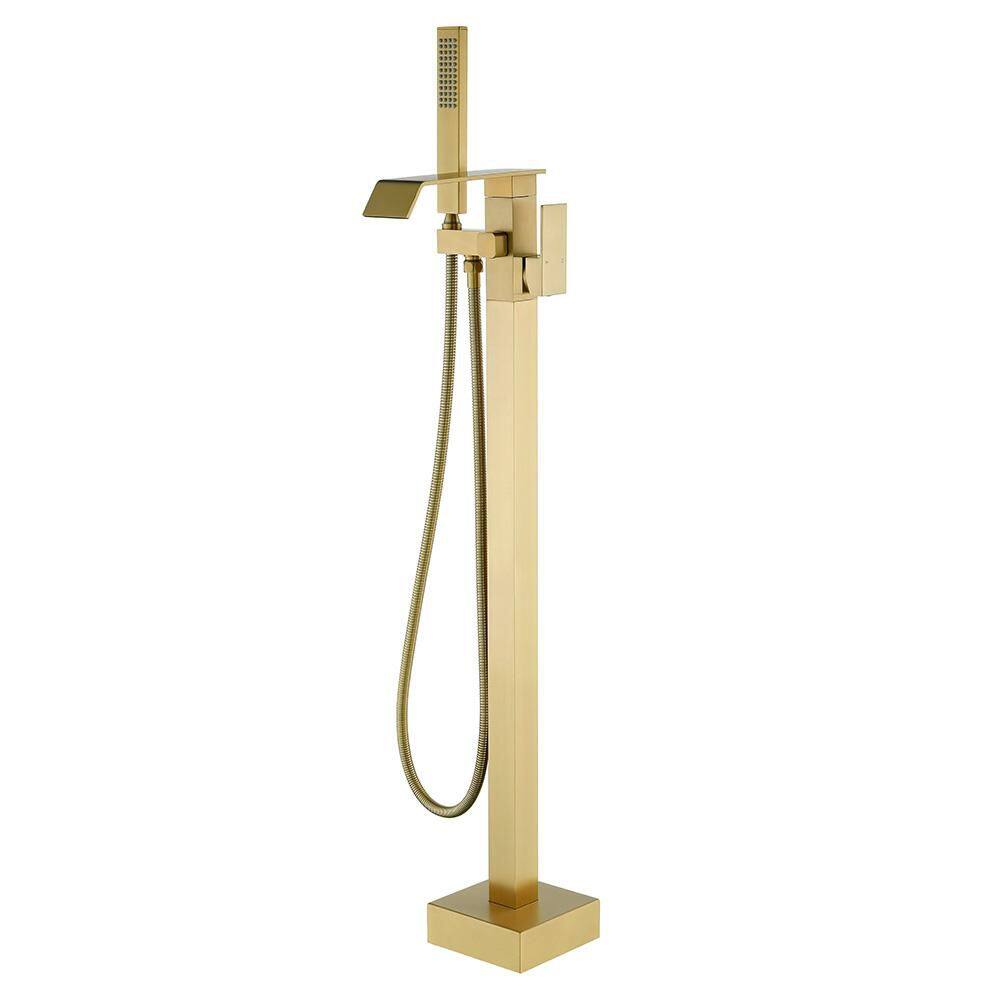 1 Handle Freestanding Floor Mount Tub Faucet with Supply Line in Brushed Gold price history on PriceWatchPro