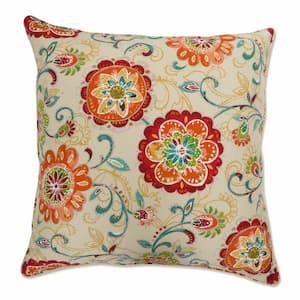 Floral Multicolored Square Outdoor Square Throw Pillow