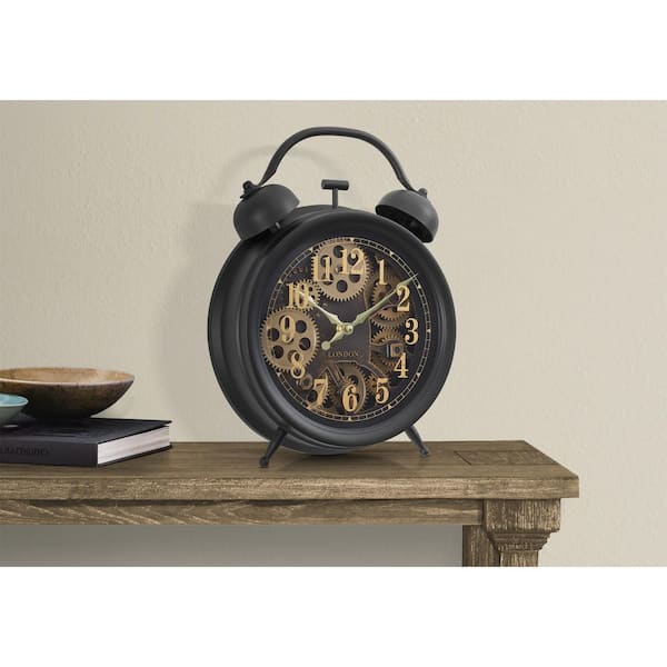 Unbranded 12 in. Round Transitional Brown Analog Table Clock