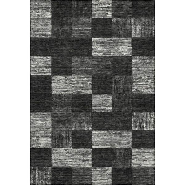 Mayfield Premium Machine Washable Abstract AMF1139 Black 10 ft. x 14 ft. Area Rug