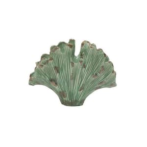 Green and Brown Urn Ceramic Accent Vase with Intricate Kelp Design