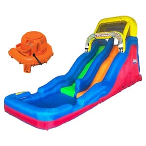 Double Drop Raceway 2 Lane Inflatable Kids Outdoor Pool Bounce Water Slide