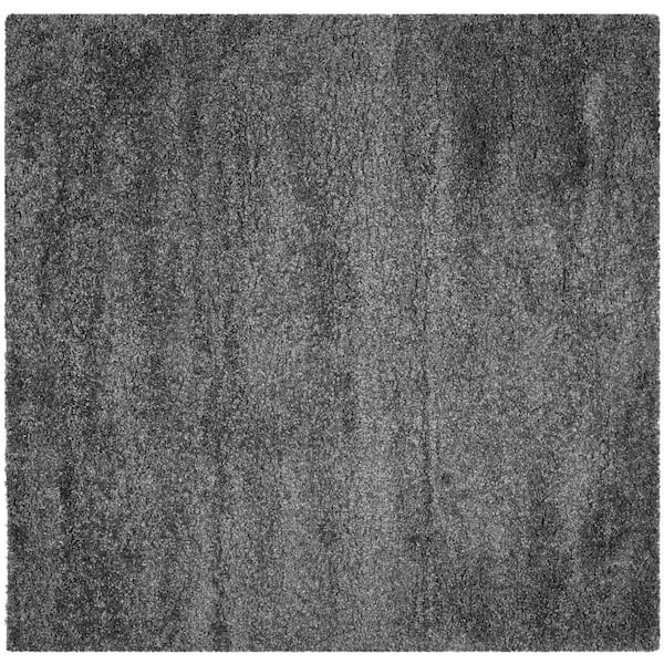 California Shag Dark Gray 5 ft. x 5 ft. Square Solid Area Rug